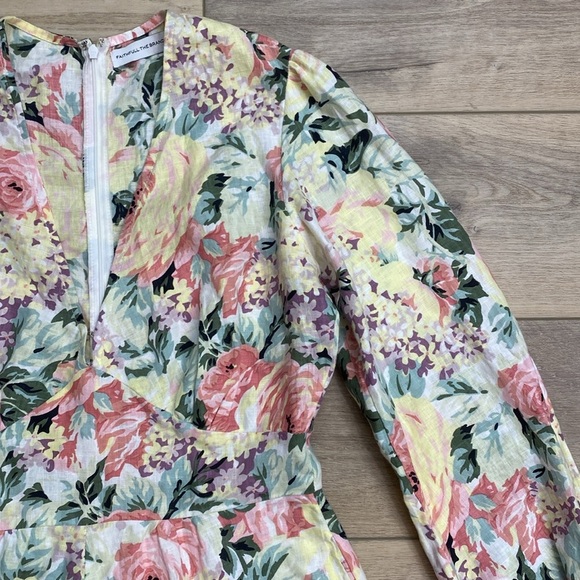 Faithful The Brand | Maribelle | Linen Floral Romper Romantic Pastel Spring - Picture 4 of 16